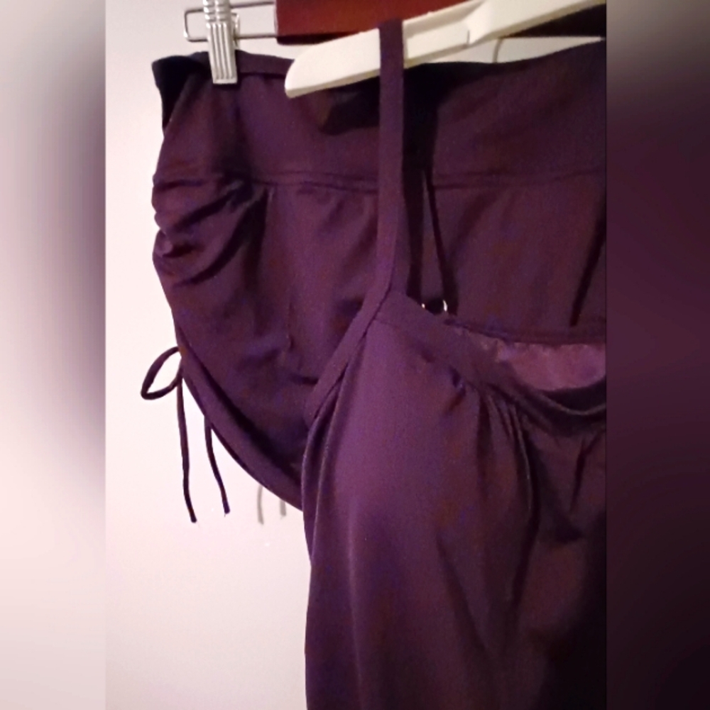 14 Ruched Mini Skirt Bikini & Top Lands End Purple PLUM